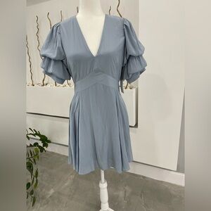 1. State Light Blue Puff Sleeve Mini Dress